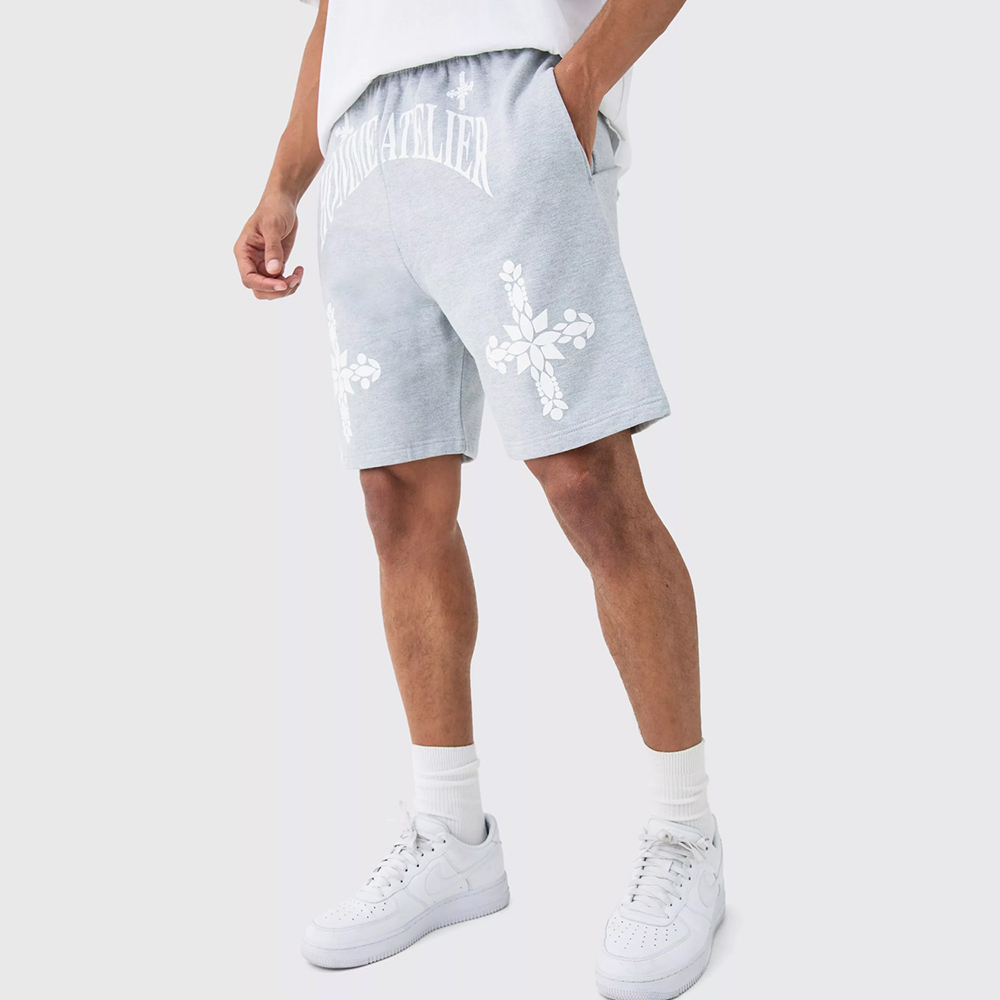 Loose Fit Graffiti Printed Jersey Shorts