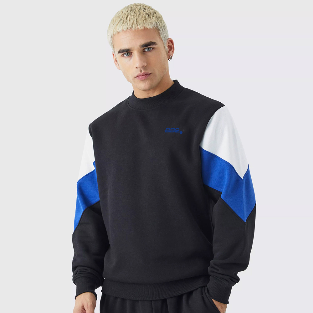 Man Colour Block Extended Neck Sweatshirt