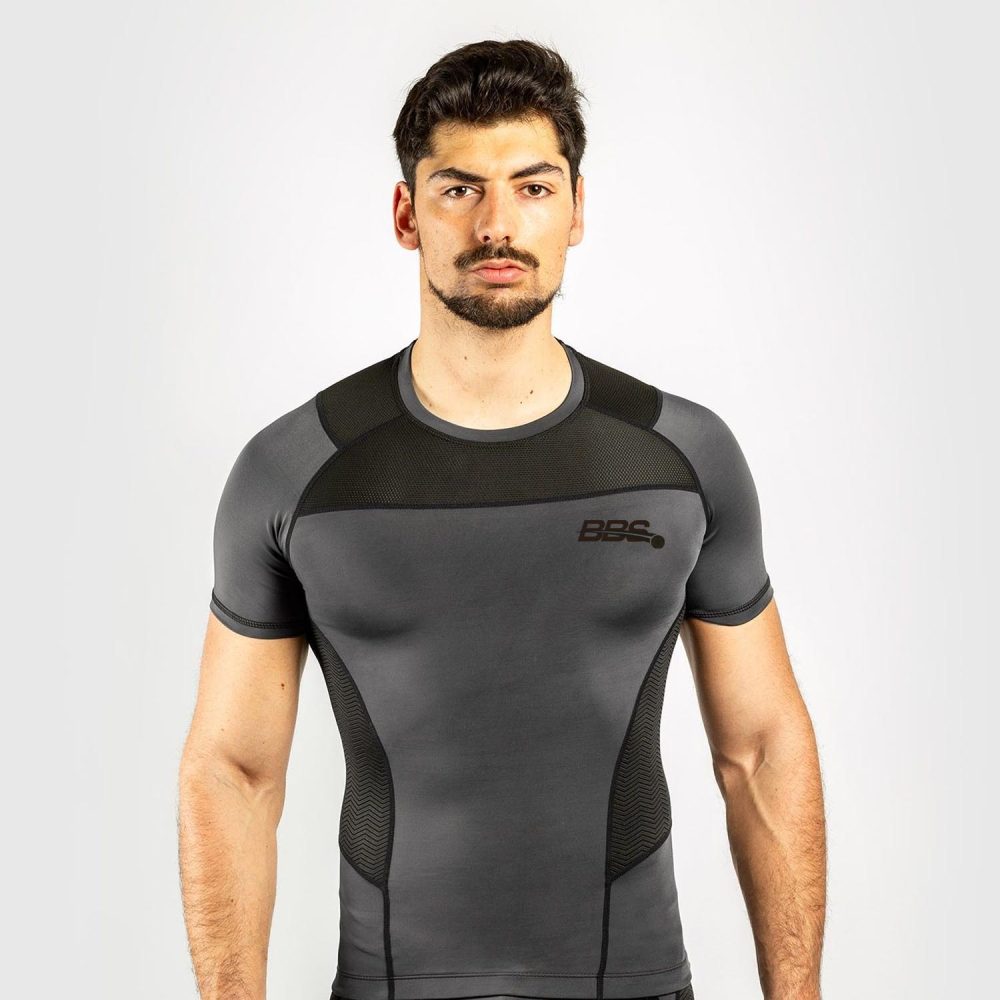 Rash Guard Fit Compression Shirt Grey Black